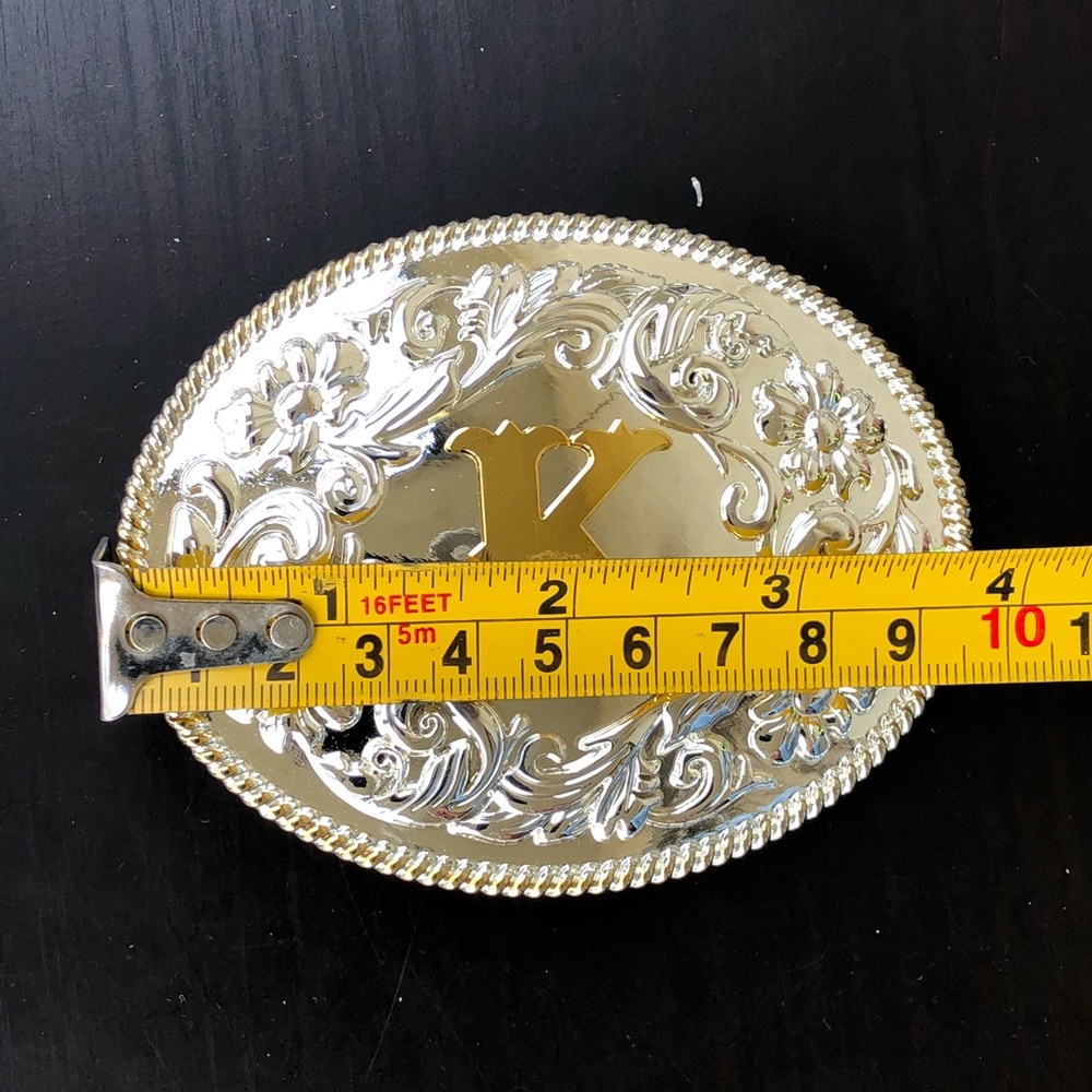 Letter K belt buckle silver gold cowboy men women - Picture 2 of 5